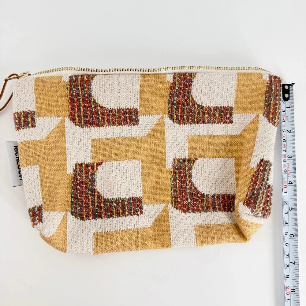 Handmade Mid Century Modern Geometric Makeup Bag Travel Zip Pouch Retro